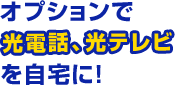 オプションで光電話、光テレビを自宅に!