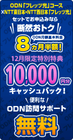ODN�u�t���b�c���v�R�[�X�~NTT�u�t���b�c���v�Z�b�g�ł��\���݂Ȃ�f�R���g�N�@�ő�8�������z�I