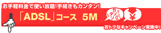 ����y�����Ŏg������I�葱�����J���^���I�uADSL�v�R�[�X 5M�@���g�N�ȃL�����y�[�����{��!